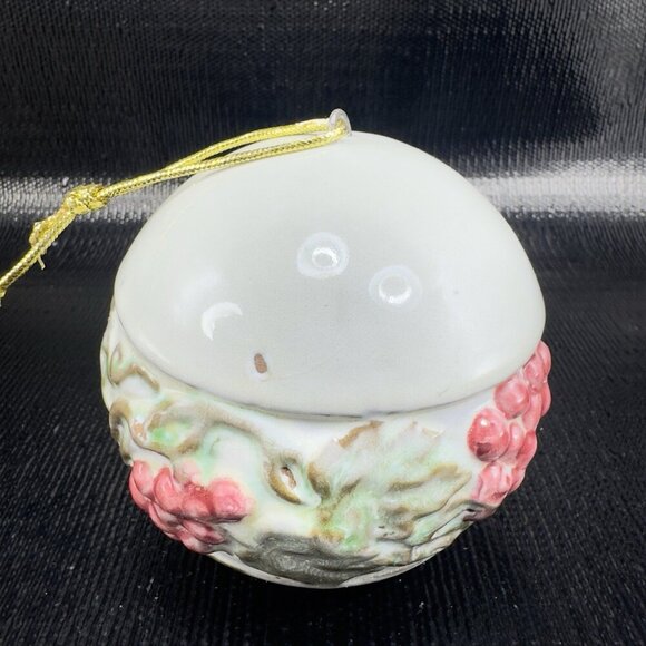 Vintage Hand Thrown Art Pottery Ornaments Grape Vines Hand Made Round Orbs Set 2 - Picture 12 of 15